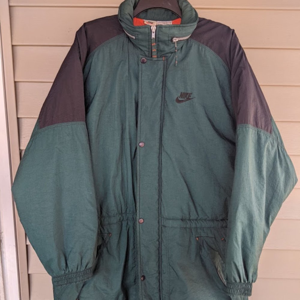 Vintage Nike Jacket Big Logo Embroidery Green Coat